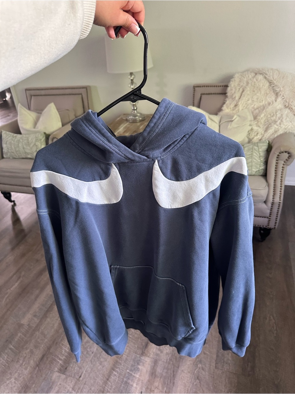 Nike Slate Blue Hoodie with White Swoosh